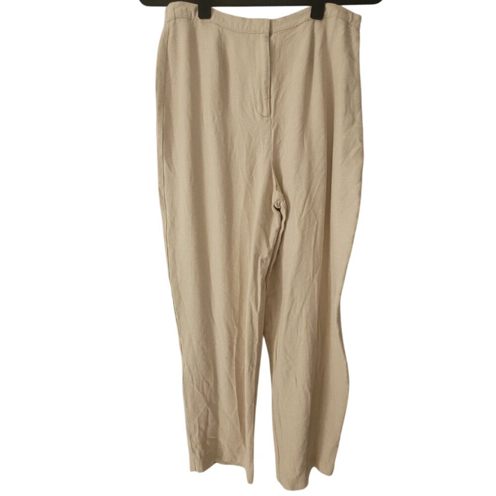 women's vintage casual cream-colored trousers lightweight summer basic 29" waist